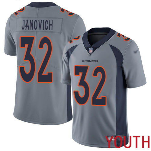 Youth Denver Broncos 32 Andy Janovich Limited Silver Inverted Legend Football NFL Jersey